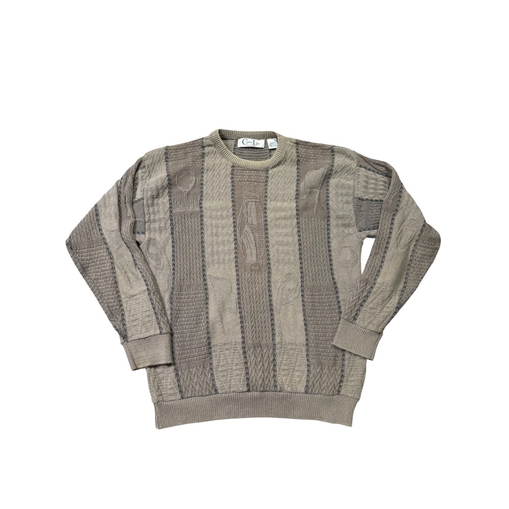 Vintage 90s Cypress Links Golf Sweater Medium Cotton Textured Knit Pullover
